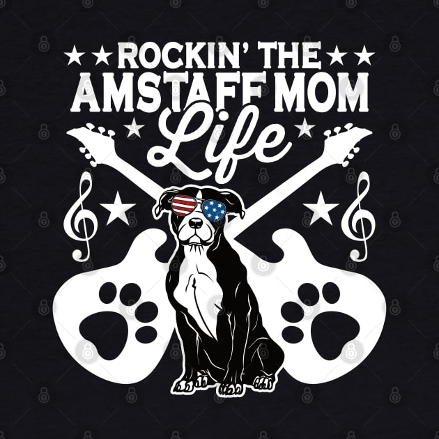 Rockin The Amstaff Mom Life Dog Lover Guitar Musician by RadStar